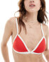 Stradivarius bikini top with contrast piping in red