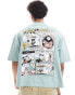 ASOS DESIGN Disney unisex oversized boxy t-shirt with Chip & Dale comic prints in blue