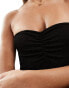 4th & Reckless sofia ruched front crinkle bandeau swimsuit in black