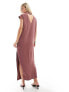 ASOS DESIGN Petite high neck column maxi dress in Mauve