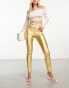 Stradivarius coated high waist jean in gold