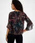 Women's Floral-Print Bell-Sleeve Ruffle Blouse