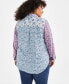 Plus Size Blocked Bloom Perfect Shirt, Created for Macy's