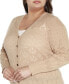 Black Label Plus Size Pointelle Button Front Cardigan Sweater