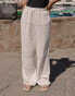 4th & Reckless x Luana Barron genevive black embroidery beach trouser co-ord in off white