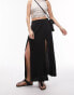 Topshop button split midi skirt in black