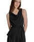 Women's Cowlneck Sleeveless Belted Ruffled Dress