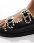 New Look chunky double strap buckle sandals in black