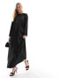 ASOS DESIGN satin crew neck oversized maxi dress in black