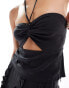 Pretty Lavish textured halter top co-ord in black