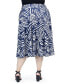 Plus Size Pleated Print Midi Skirt with Pockets