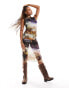 ONLY sleeveless mesh midi dress in galaxy print