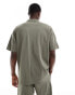 New Look 1/4 zip pique polo shirt co-ord in khaki