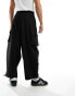 ASOS DESIGN smart oversized parachute trousers in black