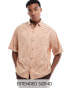 ASOS DESIGN oversized broderie shirt in light brown