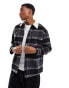 Tommy Jeans Sherpa Collar Check Casual Overshirt in Black