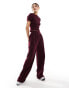 Kaiia fitted t-shirt co-ord in burgundy