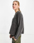 Whistles relaxed washed pocket detail jersey top in grey