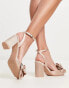 Be Mine Vamikaa bow heeled shoes in blush satin