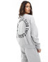 Pieces 'the casual club' slogan sweatshirt co-ord in grey