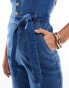 Threadbare denim jumpsuit in mid wash blue