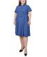 Plus Size Short Sleeve Belted Shirt Dress