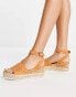 Glamorous espadrille wedge sandals in tan