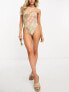 Vero Moda cross back swimsuit with high leg in pastel snake print