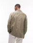 Topman long sleeve regular fit revere cord shirt in khaki