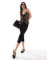 Brave Soul sheer frill vest in black floral print