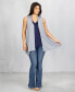 Draped Open Front Sleeveless Cardigan Vest