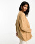 ASOS DESIGN boyfriend cardigan with button front in camel