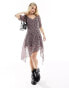 Wednesday's Girl ditsy floral asymmetric mini dress in lilac