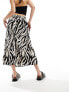 Object a line midi skirt in zebra print