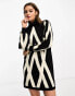 Object knitted jumper dress with high neck in mono print