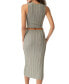 Women's Round-Neck Wood-Bead-Trim Midi Dress