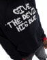 ASOS DESIGN oversized hoodie with punk text print in black