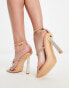 Glamorous Wide Fit embellished strappy heeled sandals in beige