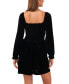 Women's Velvet Smocked Bodice Long Sleeve Dress