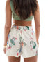 ASOS DESIGN linen look co-ord beach short in postcard print