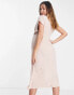 ASOS DESIGN Maternity twist and drape front midi dress in soft pink