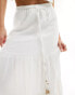 River Island tiered maxi skirt in white