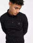 BOSS Orange Passerby long sleeve polo shirt in black