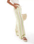 ONLY Petite loose fit trouser in green & pink stripe