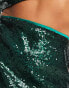 Collective the Label Petite exclusive sequin mini skirt co-ord in emerald green