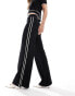 Mango knitted straight leg side stripe co-ord trousers in black