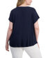 Plus Size Split-Neck Cap-Sleeve Top