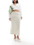 Vero Moda maxi skirt with slit back in stone