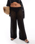 In The Style Plus crochet wide leg trouser co-ord in black