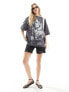 ASOS DESIGN oversized t-shirt with lenny kravitz licence graphic in washed charcoal